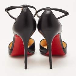 Christian Louboutin Black Leather Uptown Ankle Strap Pumps Size 38