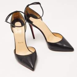 Christian Louboutin Black Leather Uptown Ankle Strap Pumps Size 38