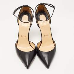 Christian Louboutin Black Leather Uptown Ankle Strap Pumps Size 38