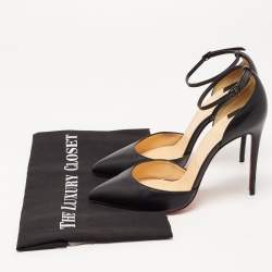 Christian Louboutin Black Leather Uptown Ankle Strap Pumps Size 38