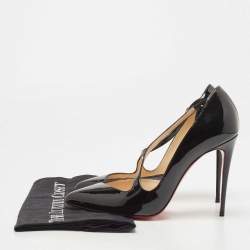 Pre Owned Christian Louboutin Black Patent Leather Jumping Pumps Size 38