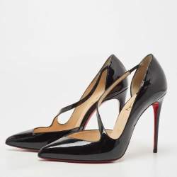 Pre Owned Christian Louboutin Black Patent Leather Jumping Pumps Size 38