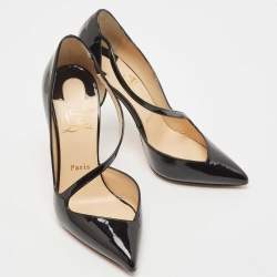 Pre Owned Christian Louboutin Black Patent Leather Jumping Pumps Size 38