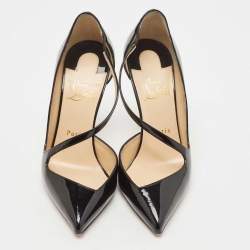 Pre Owned Christian Louboutin Black Patent Leather Jumping Pumps Size 38