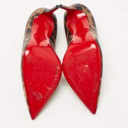 Pre Owned Christian Louboutin Beige/Brown Leather Pigalle Pumps Size 35