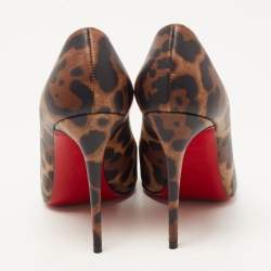 Pre Owned Christian Louboutin Beige/Brown Leather Pigalle Pumps Size 35