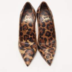 Pre Owned Christian Louboutin Beige/Brown Leather Pigalle Pumps Size 35