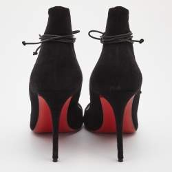 Pre Owned Christian Louboutin Black Suede Megavamp Peep Toe Pumps Size 38