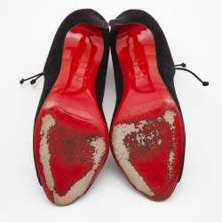 Pre Owned Christian Louboutin Black Suede Megavamp Peep Toe Pumps Size 38