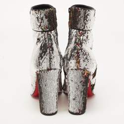 Christian Louboutin Multicolor Sequin Moulamax Ankle Boots Size 38.5