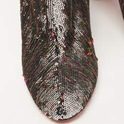Christian Louboutin Multicolor Sequin Moulamax Ankle Boots Size 38.5