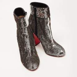 Christian Louboutin Multicolor Sequin Moulamax Ankle Boots Size 38.5