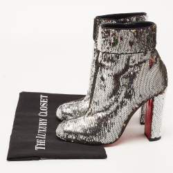Christian Louboutin Multicolor Sequin Moulamax Ankle Boots Size 38.5