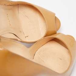 Pre Owned Christian Louboutin Beige Patent Leather Very Prive Pumps Size 35