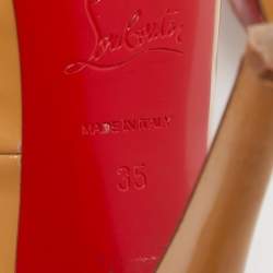 Pre Owned Christian Louboutin Beige Patent Leather Very Prive Pumps Size 35