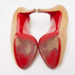 Pre Owned Christian Louboutin Beige Patent Leather Very Prive Pumps Size 35