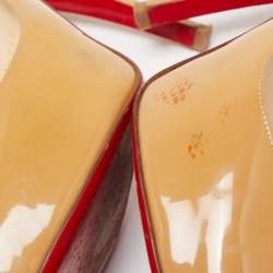 Pre Owned Christian Louboutin Beige Patent Leather Very Prive Pumps Size 35