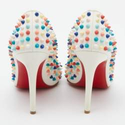 Pre Owned Christian Louboutin White Leather Pigalle Spike Pumps Size 40