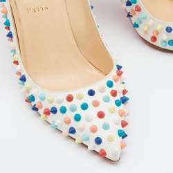 Pre Owned Christian Louboutin White Leather Pigalle Spike Pumps Size 40