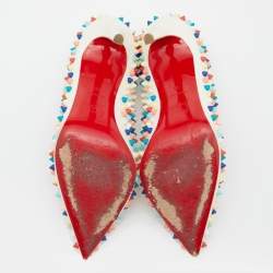 Pre Owned Christian Louboutin White Leather Pigalle Spike Pumps Size 40
