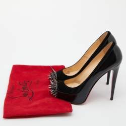 Pre Owned Christian Louboutin Black Patent Leather and Suede Asteroid Platform Pumps Size 40