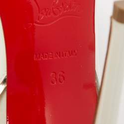 Pre Owned Christian Louboutin White Patent Leather and PVC Cosmo Pumps Size 36