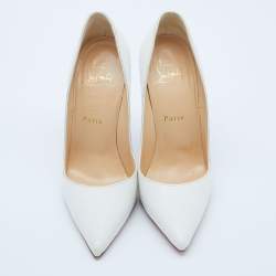 Pre Owned Christian Louboutin White Lizard Embossed Leather So Kate Pumps Size 37