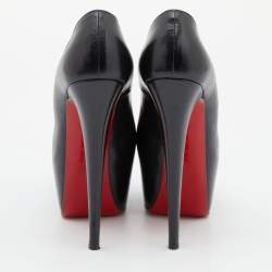 Pre Owned Christian Louboutin Black Leather Daffodile Pumps Size 38.5
