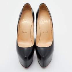 Pre Owned Christian Louboutin Black Leather Daffodile Pumps Size 38.5