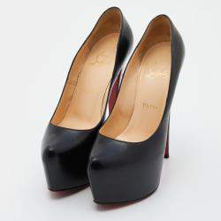 Pre Owned Christian Louboutin Black Leather Daffodile Pumps Size 38.5