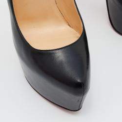 Pre Owned Christian Louboutin Black Leather Daffodile Pumps Size 38.5