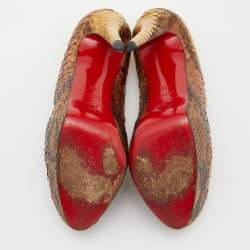 Christian Louboutin Yellow/Brown Python Bianca Pumps Size 39