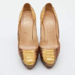 Christian Louboutin Yellow/Brown Python Bianca Pumps Size 39