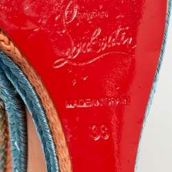 Christian Louboutin Peach Pink Leather New Duplice Wedge Sandals Size 38