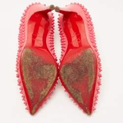 Pre Owned Christian Louboutin Pink Leather Pigalle Spikes Pumps Size 37 