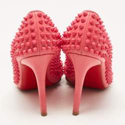 Pre Owned Christian Louboutin Pink Leather Pigalle Spikes Pumps Size 37 