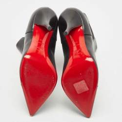 Pre Owned Christian Louboutin Black Leather and Patent Tuscon Booties Size 38