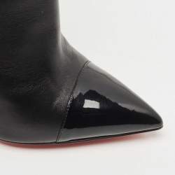 Pre Owned Christian Louboutin Black Leather and Patent Tuscon Booties Size 38