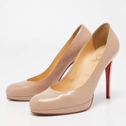 Christian Louboutin Beige Leather New Simple Platform Pumps Size 39