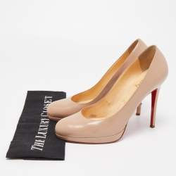 Christian Louboutin Beige Leather New Simple Platform Pumps Size 39