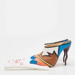 Christian Louboutin Multicolor Leather and Suede Vagachina Mules Size 40