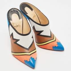 Christian Louboutin Multicolor Leather and Suede Vagachina Mules Size 40