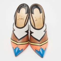 Christian Louboutin Multicolor Leather and Suede Vagachina Mules Size 40