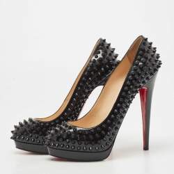 مملوكة مسبقًا Christian Louboutin Black Leather Alti Spike Pumps Size 39.5