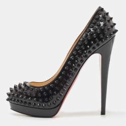 مملوكة مسبقًا Christian Louboutin Black Leather Alti Spike Pumps Size 39.5