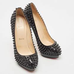 مملوكة مسبقًا Christian Louboutin Black Leather Alti Spike Pumps Size 39.5