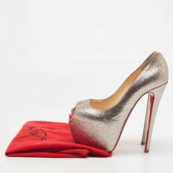 Pre Owned Christian Louboutin Multicolor Glitter Highness Peep Toe Platform Pumps Size 37