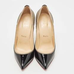 Pre Owned Christian Louboutin  Black Patent Leather and Glitter Tucsick Pointed Toe Pumps Size 39