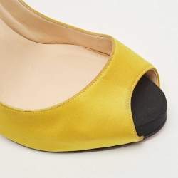 Christian Louboutin Yellow Satin Flo Platform Peep Toe Pumps Size 40