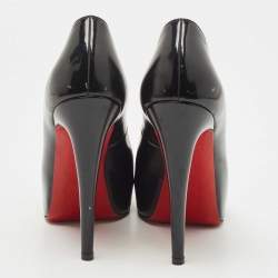 Pre Owned Christian Louboutin Black Patent Leather Very Prive Pumps Size 36.5